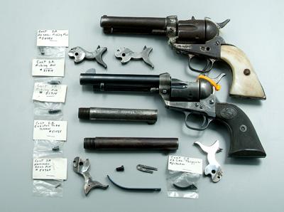 Appraisal: Colt revolver parts two single action revolvers with blown cylinders