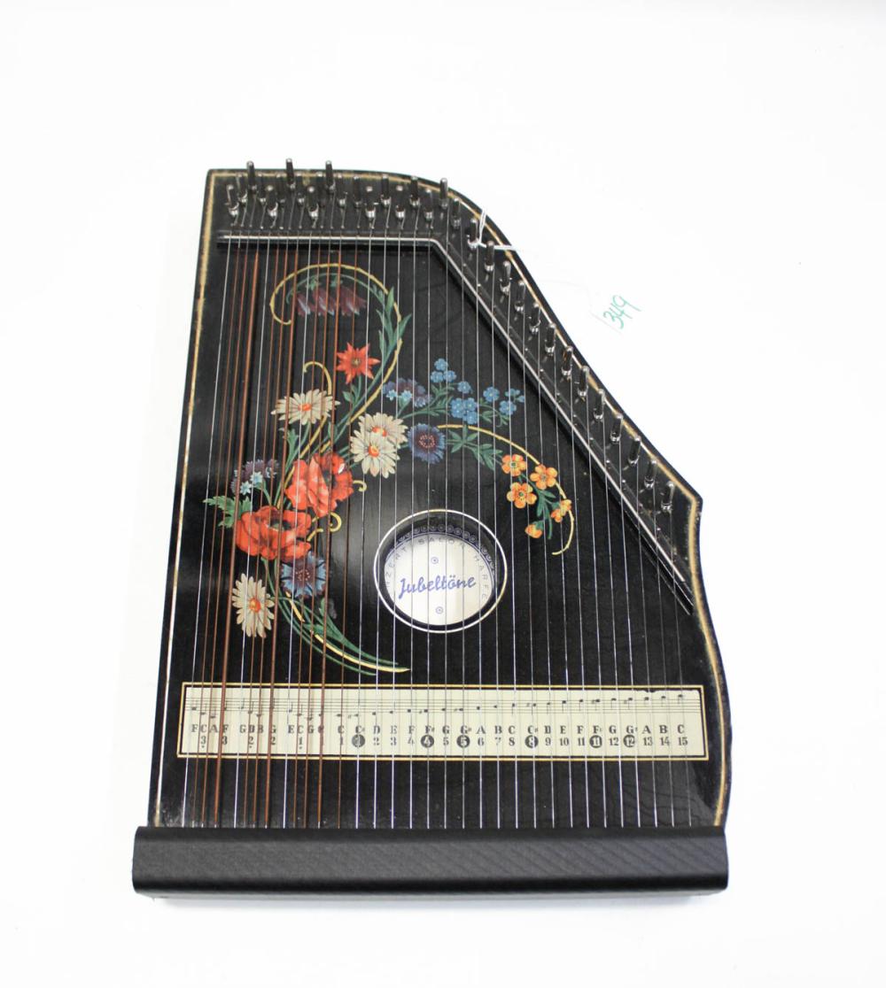 Appraisal: VINTAGE GERMAN JUBELTONE ZITHER having strings black body with painted