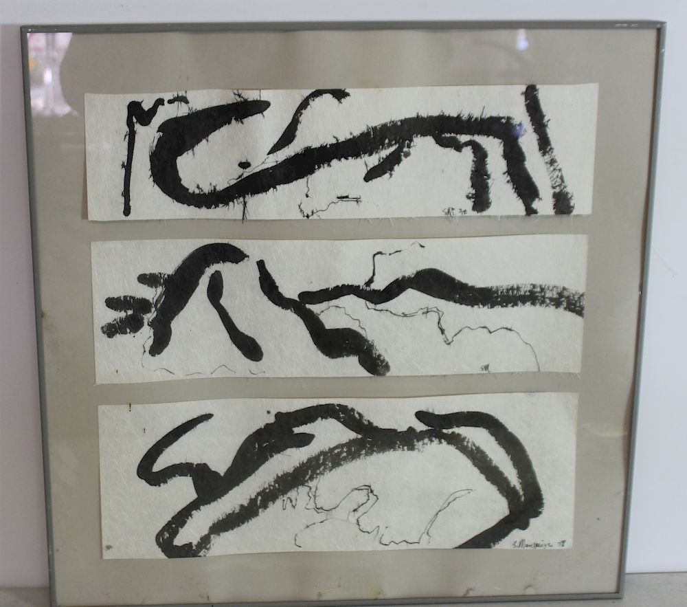 Appraisal: ILLEGIBLY Signed and Dated Ink on Fiber Paper From a