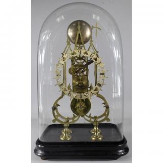 Appraisal: Antique Bronze English Skeleton Clock w Globe Antique Bronze English