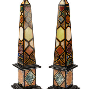 Appraisal: A Pair of Grand Tour Style Specimen Marble Obelisks th