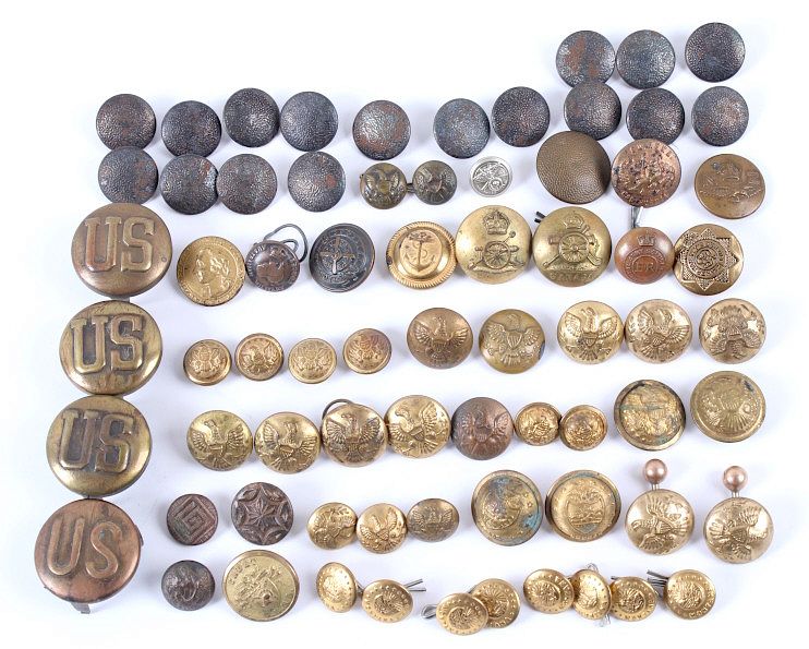 Appraisal: Assorted Military Brass and Iron Uniform Buttons Featured in this