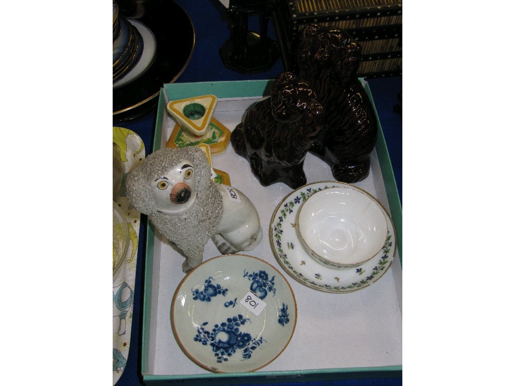 Appraisal: Pair treacle glazed wally dugs Worcester saucer and other ceramics