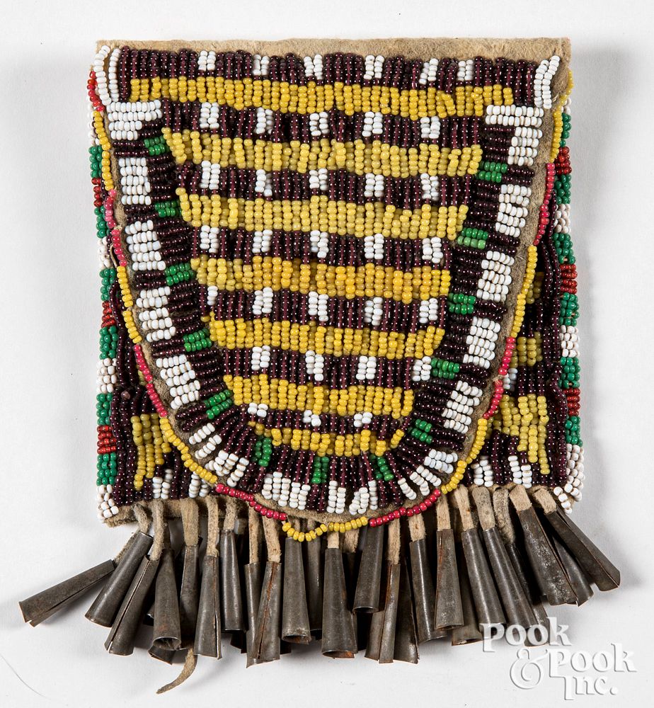 Appraisal: Native American Indian beaded Strike-a-Lite bag Native American Indian beaded