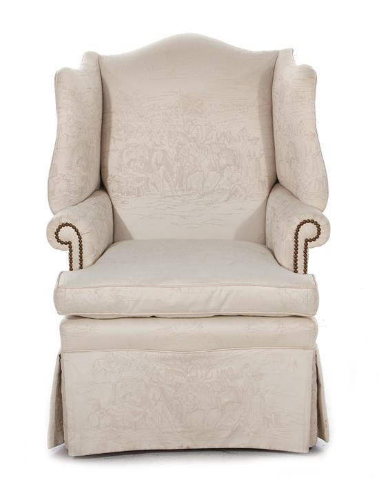 Appraisal: Upholstered wingback chair upholstered with victorious Confederate general in battle