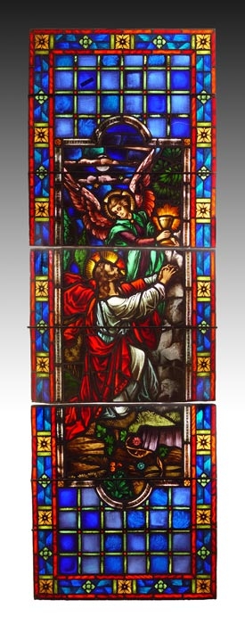 Appraisal: KARL MUELLER STAINED GLASS CHURCH WINDOW CHRIST AND ANGEL Approx