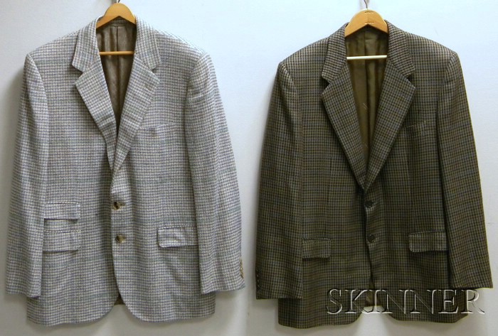 Appraisal: Two Men's Plaid Herm s Blazers one wool and silk