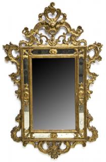 Appraisal: ITALIAN ROCAILLE CARVED GILTWOOD MIRROR TH C Italian carved giltwood