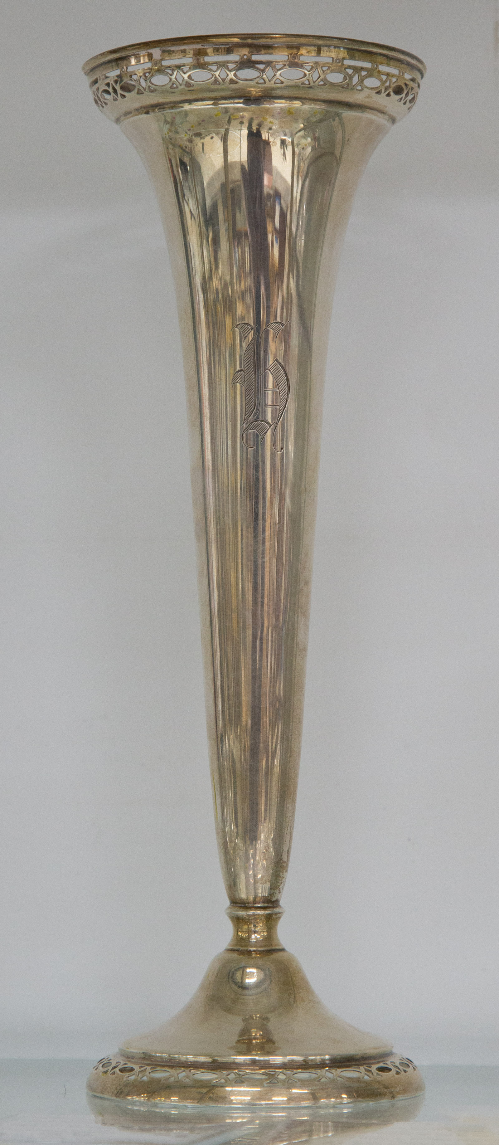 Appraisal: REED BARTON STERLING TRUMPET VASE Monogrammed in H ozt