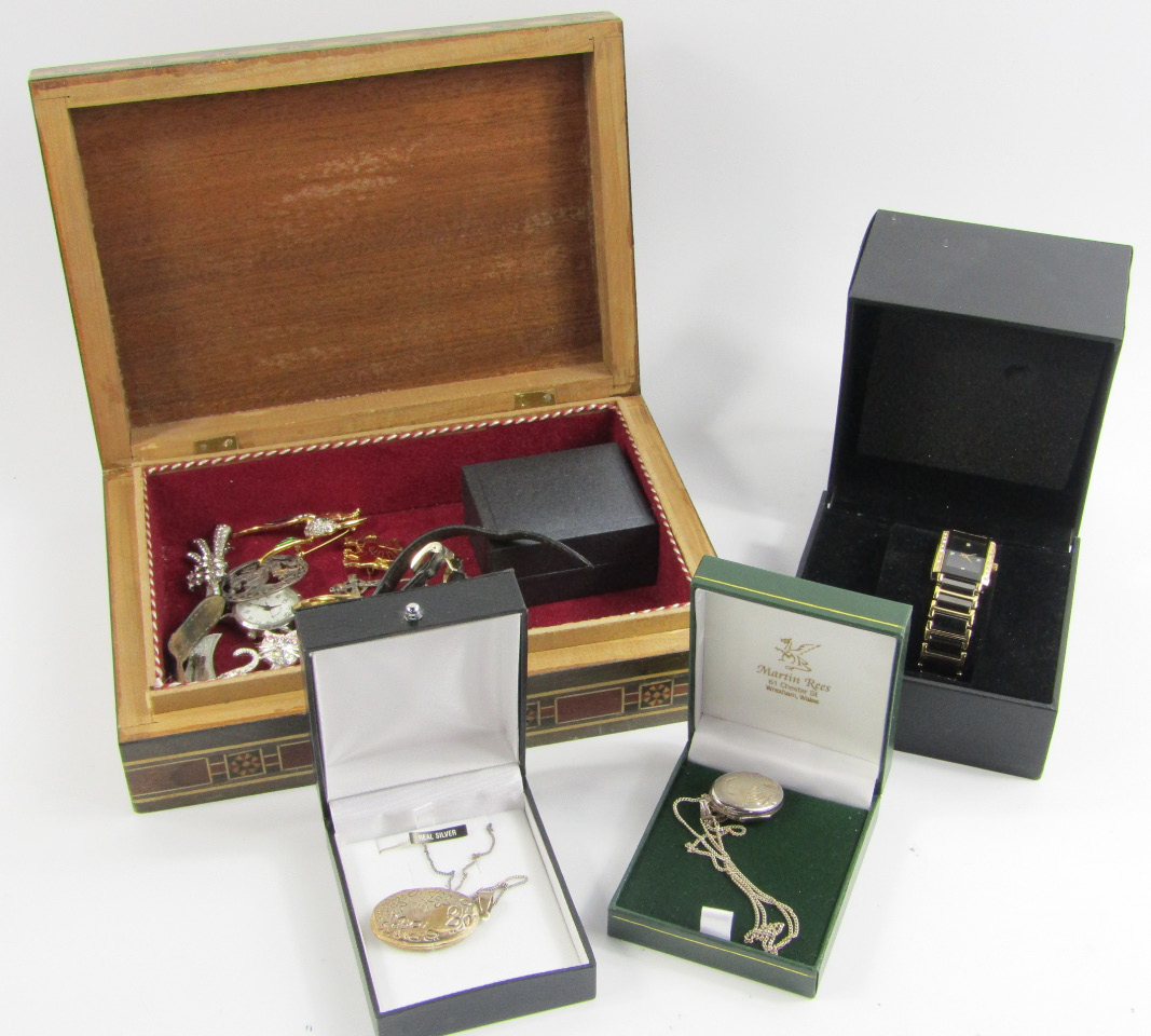 Appraisal: Silver and costume jewellery including silver photo lockets lady's Rotary