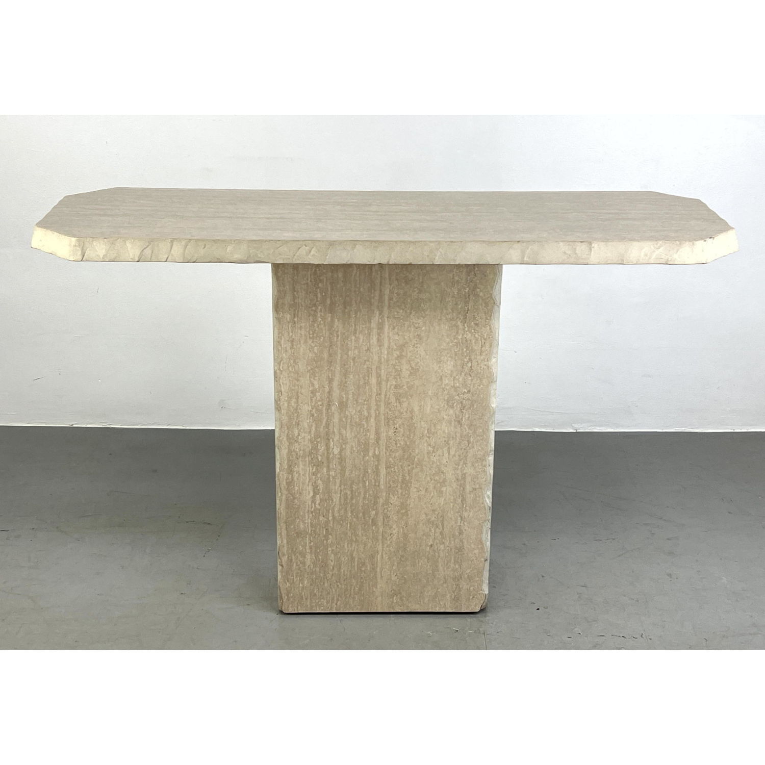 Appraisal: Faux Travertine Console Serving Table Dimensions H inches W inches