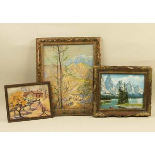 Appraisal: Three Landscape Paintings Lot of three framed oil on board