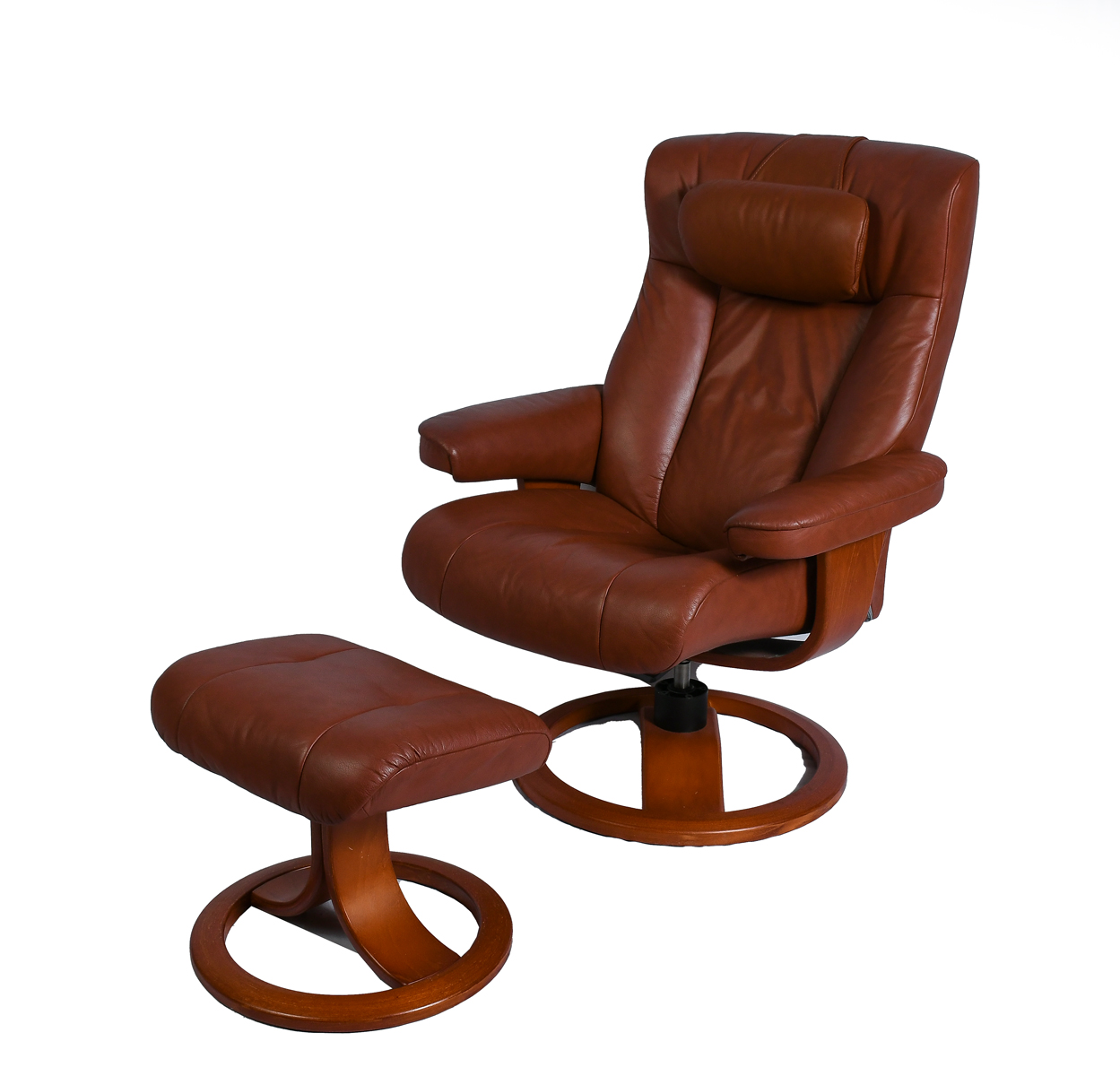 Appraisal: AVANTI LEATHER STRESSLESS CHAIR OTTOMAN Leather recliner Avanti stressless chair