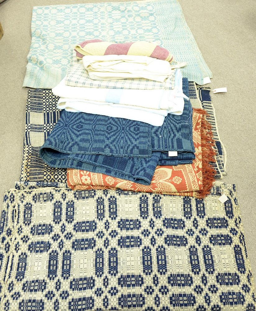 Appraisal: Group of eight quilts and coverlets two American blue and