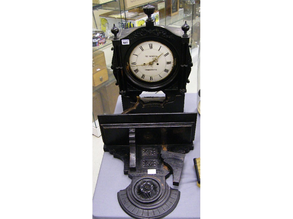 Appraisal: English ebonised double fusee bracket clock the movement striking on