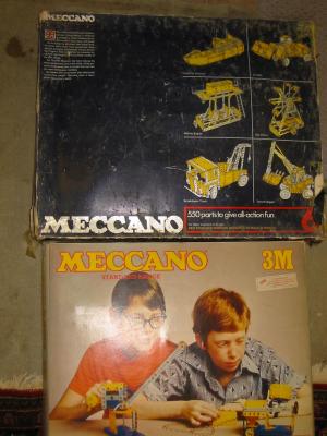 Appraisal: Meccano Sets and M with blue and yellow parts boxes