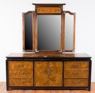 Appraisal: Century Furniture Asian Style Dresser w Mirror Century Furniture modern