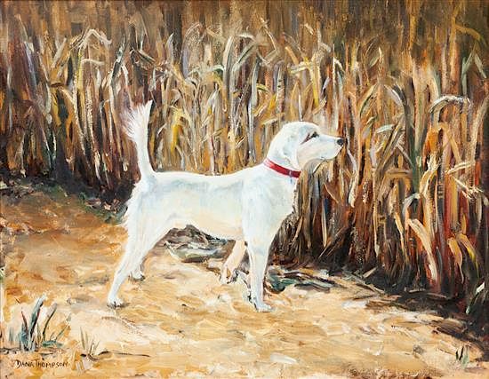 Appraisal: Eight Works of Art depicting Various Dog Breeds Largest x