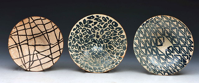 Appraisal: Carolyn Genders British b Three bowlsincised initialsthe largest cm diameter