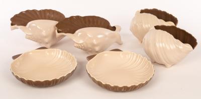 Appraisal: Poole Pottery two twintone mushroom and sepia scallop shell dishes