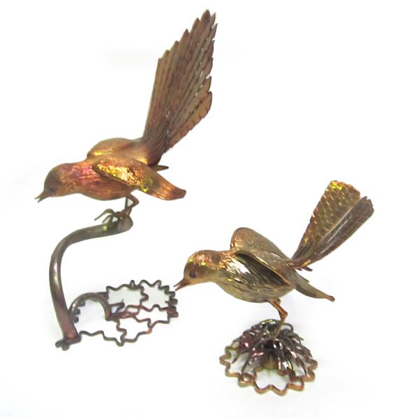 Appraisal: RALPH WOODFORTH TWO BIRD COPPER SCULPTURES CM HIGH RALPH WOODFORTH