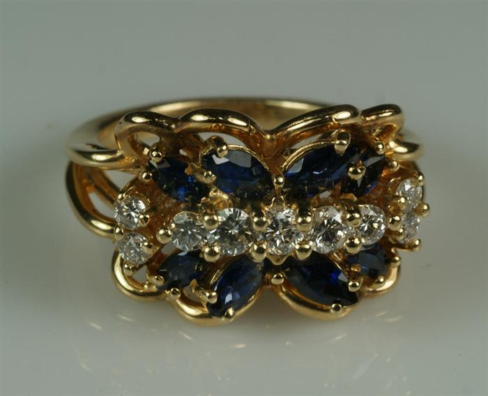 Appraisal: K YG diamond and sapphire ring size dwt total weight