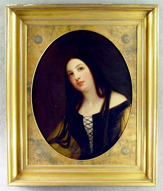 Appraisal: Victorian Portrait of Young Woman Woman in laced bodice No