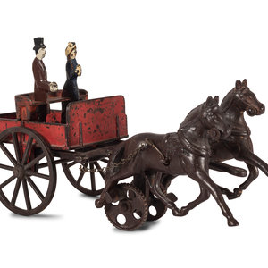 Appraisal: A Carpenter Cast Iron Horse Drawn Cart with Two Figures