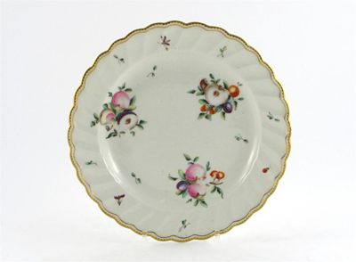 Appraisal: A Chelsea Derby plate with fluted rim painted with three