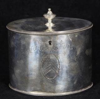 Appraisal: English Georgian sterling silver tea caddy English Georgian sterling silver