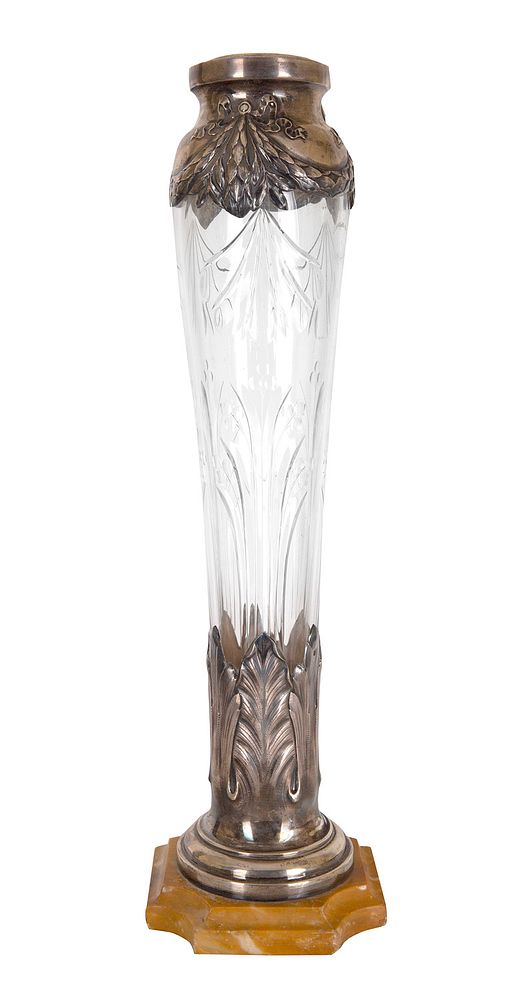 Appraisal: A FRENCH SILVER-MOUNTED CUT CRYSTAL VASE LIKELY LATE TH CENTURY