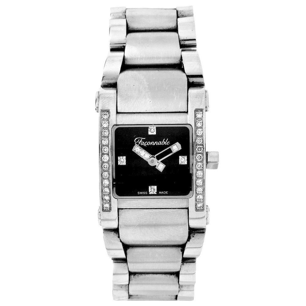 Appraisal: Men's Faconnable Watch Men's Faconnable Stainless Steel and Pave Set