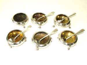 Appraisal: Six silver plated circular salts by Elkington Co with beaded