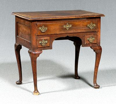 Appraisal: Queen Anne walnut lowboy bookmatched walnut veneers on top walnut