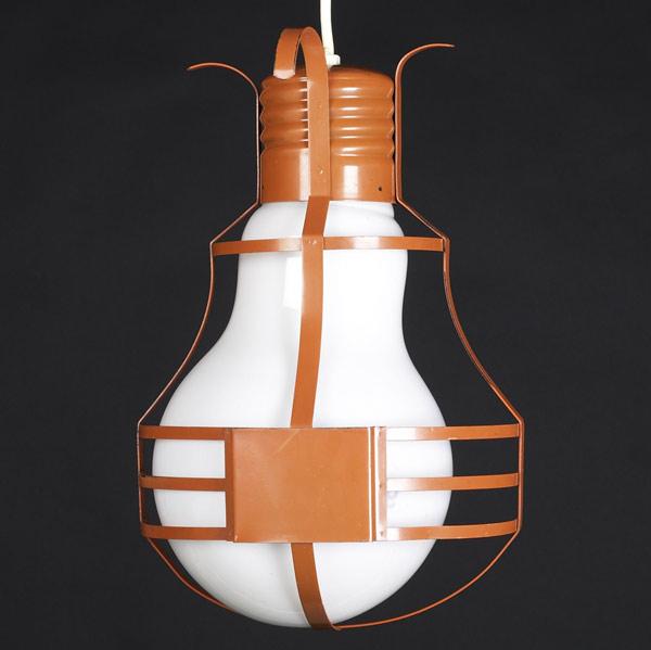 Appraisal: POP ART STYLE Lightbulb shaped light fixture in orange enameled