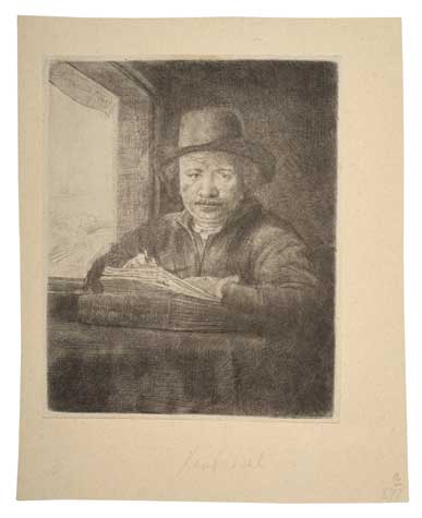 Appraisal: REMBRANDT VAN RIJN Self Portrait Drawing at a Window Etching