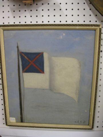 Appraisal: th Century Oil on Canvas of a Flag signed M