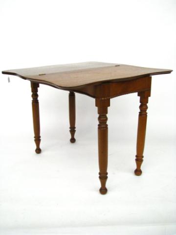 Appraisal: Victorian Turn-Top Game Table with beaded trim and turned legs