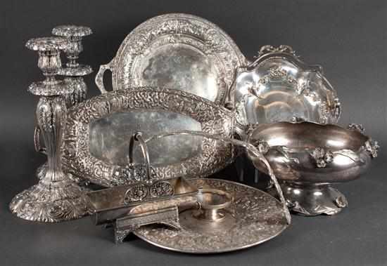 Appraisal: Assorted Victorian and other silver-platedware including pair of massive rococo