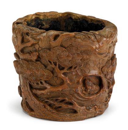 Appraisal: Chinese bamboo brush pot th century