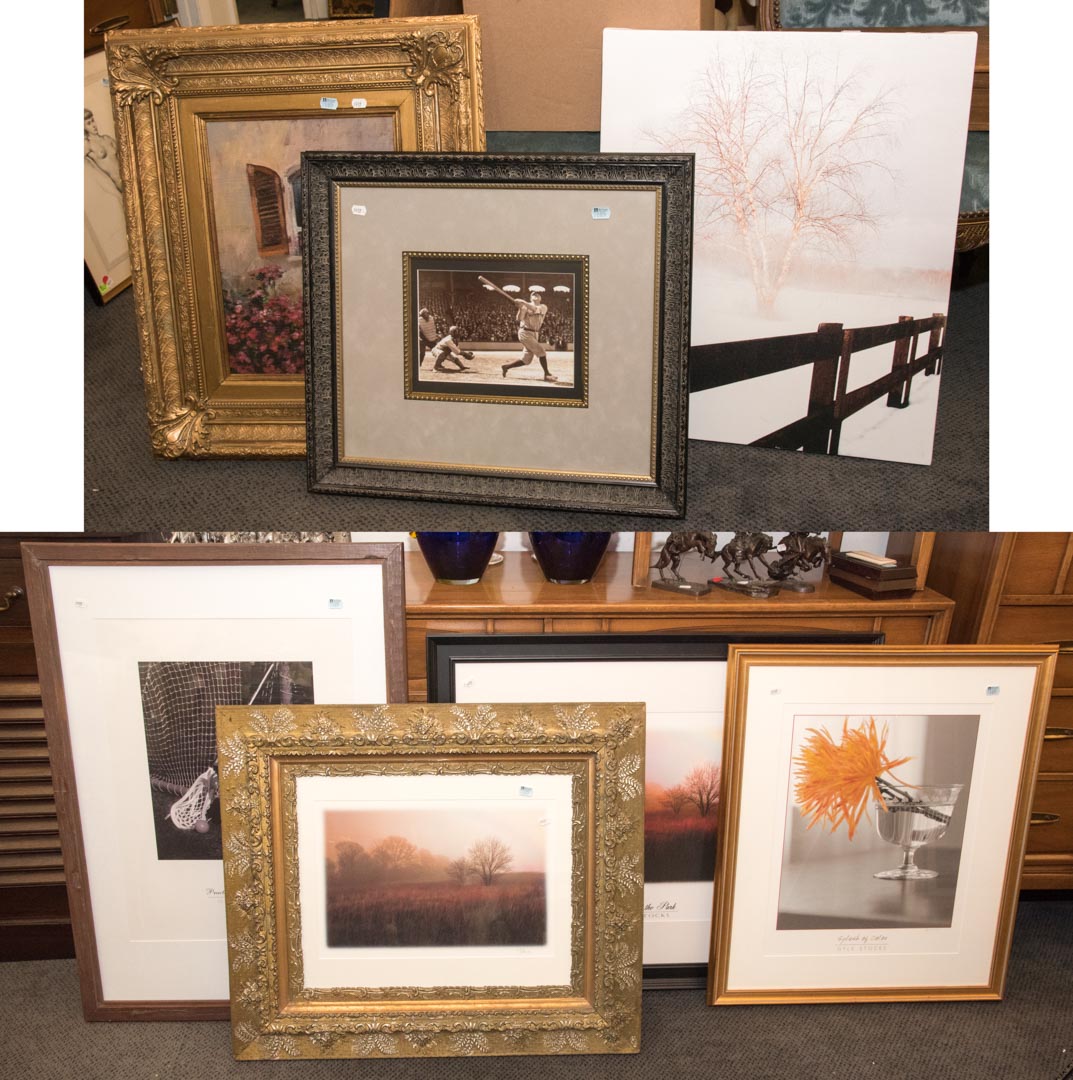 Appraisal: Seven framed and unframed artworks