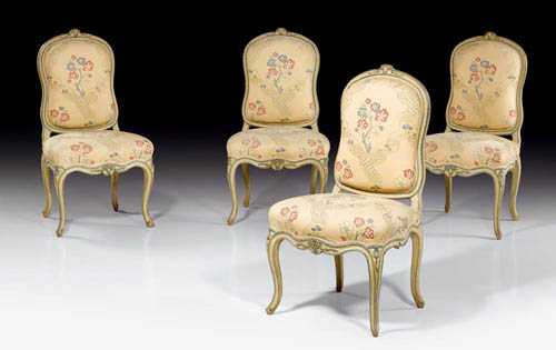 Appraisal: SET OF PAINTED CHAIRS A LA REINE Louis XV Provence