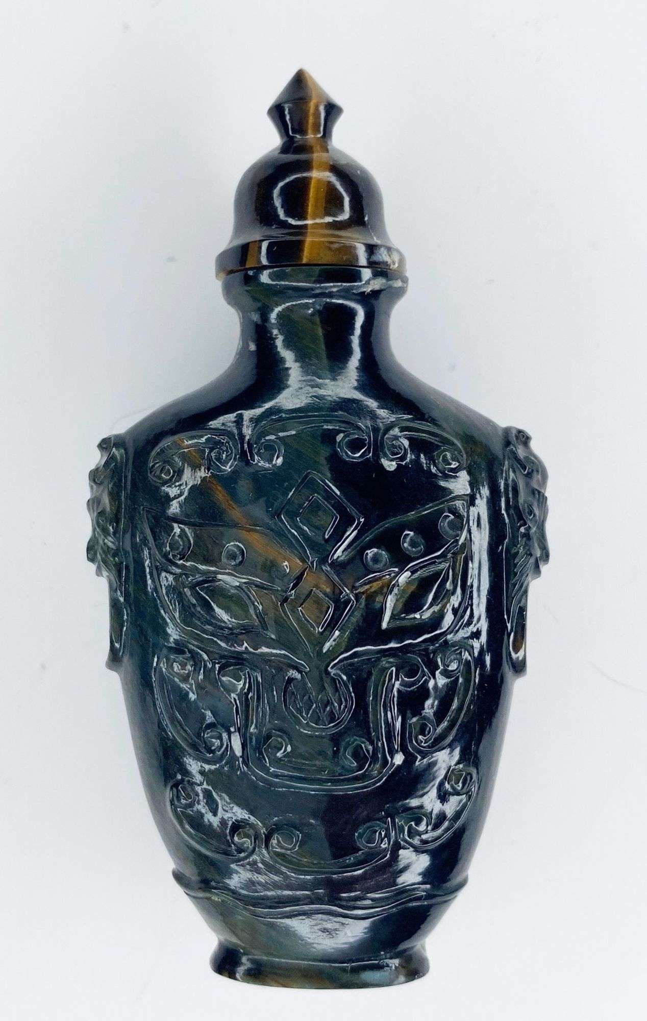 Appraisal: Chinese Carved Hardstone Urn Shape Snuff Bottle tall at widest