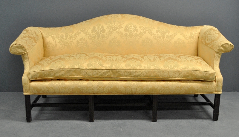 Appraisal: - Chippendale style mahogany camelback sofa h x w x