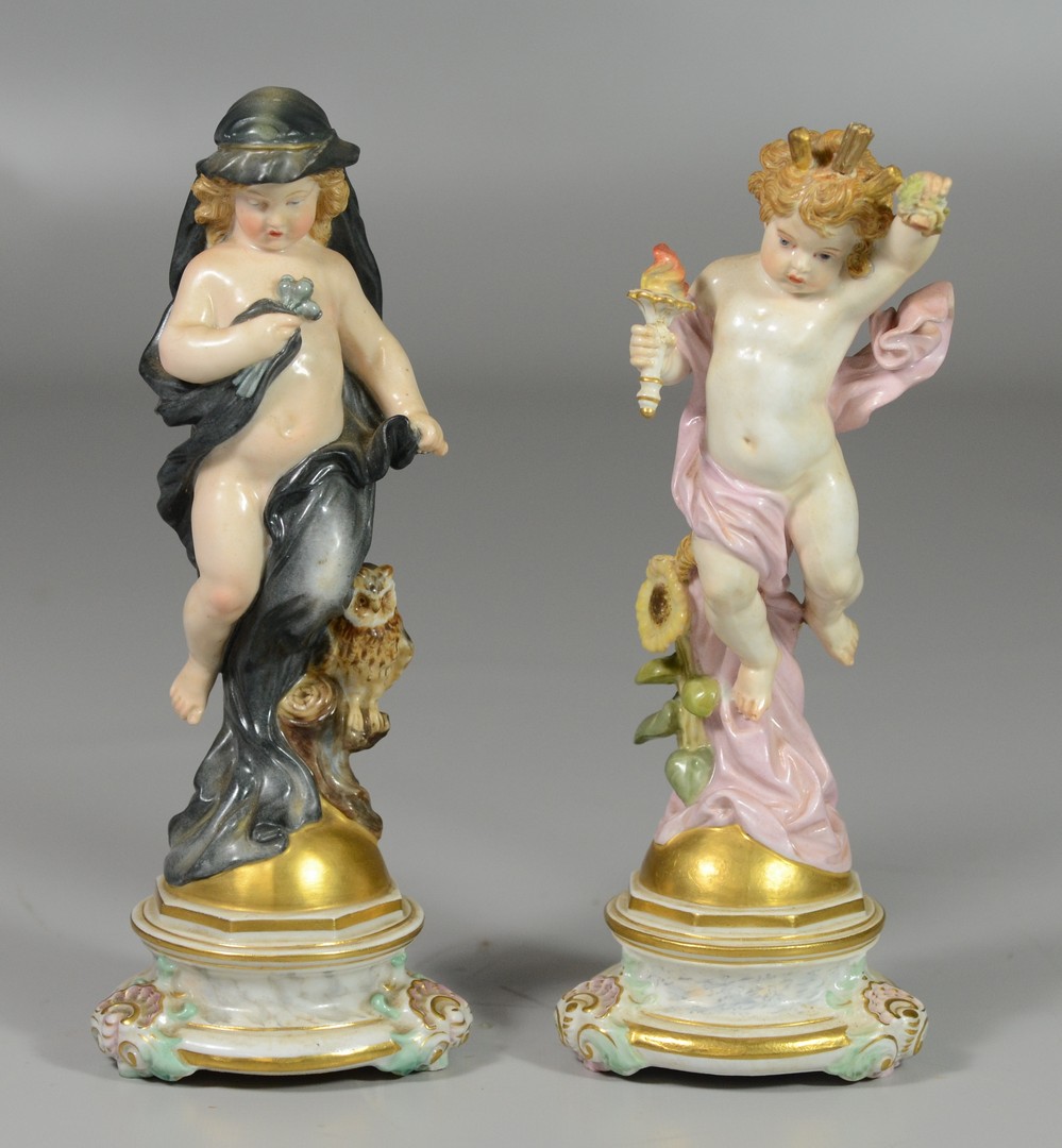 Appraisal: Pr Meissen figurines M Day Night both modeled by Heinrich