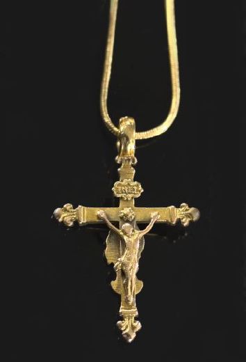 Appraisal: Fourteen-Karat Yellow Gold Mariner's Cross on a fourteen-karat yellow gold