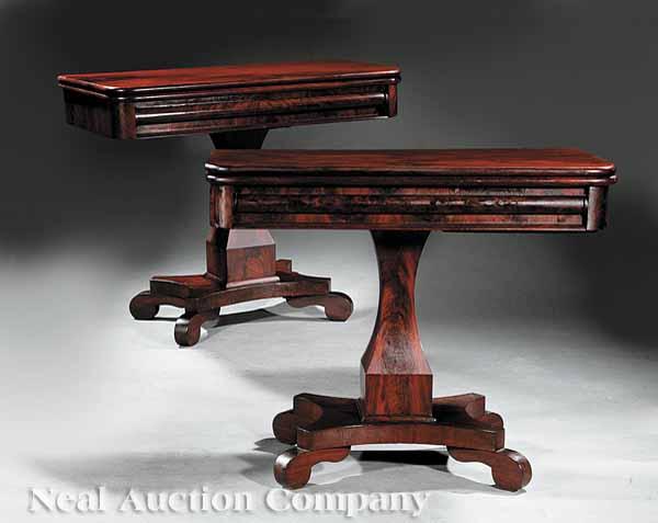 Appraisal: A Pair of American Late Classical Mahogany Games Tables c