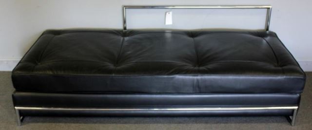 Appraisal: Midcentury Eileen Gray Chrome and Leather Daybed Sofa Daybed in