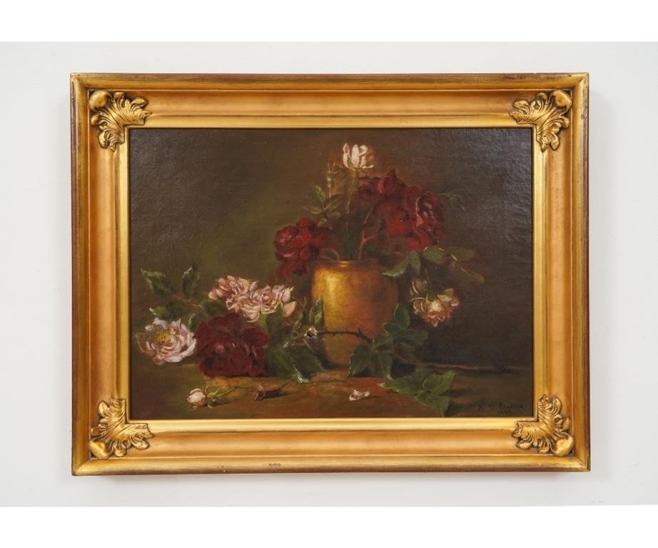 Appraisal: A G Stradley oil on canvas still life of flowers