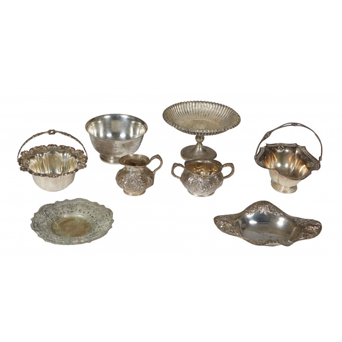 Appraisal: Group of Eight Sterling Objects th c consisting of a